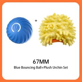 The Dog's Smart Self-rolling Bouncy Ball, With Safe Materials And Self-rolling And Bouncing Technology, Brings Great Fun To Animal Friends (Option: Blue 67mm with plush cover)
