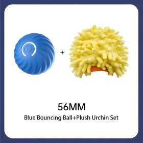 The Dog's Smart Self-rolling Bouncy Ball, With Safe Materials And Self-rolling And Bouncing Technology, Brings Great Fun To Animal Friends (Option: Blue 56mm with plush cover)