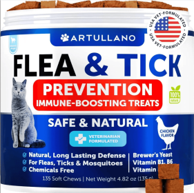 Flea Treatment For Cats Natural Flea And Tick Prevention Supplement For Cats Kittens Chewable Daily Oral Pills With Vitamins 135 Soft Chews Skin & Coa (Option: Artullano)