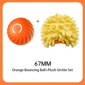 The Dog's Smart Self-rolling Bouncy Ball, With Safe Materials And Self-rolling And Bouncing Technology, Brings Great Fun To Animal Friends (Option: Orange 67mm with plush cover)